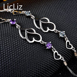 925 Silver Heart Bracelet CZ Hand Cuff Charms Bangle