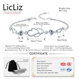 925 Silver Heart Bracelet CZ Hand Cuff Charms Bangle