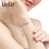 925 Silver Heart Bracelet CZ Hand Cuff Charms Bangle