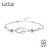 925 Silver Heart Bracelet CZ Hand Cuff Charms Bangle