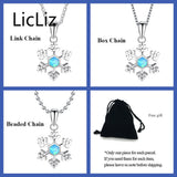 925 Sterling Silver Opal Snowflake Pendant Necklace for Women