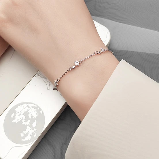 925 Silver Star Bracelet for Women CZ Crystal Jewelry LB0145