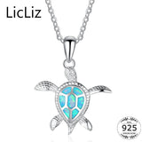 925 Silver Turtle Necklace Collar Fire Opal Pendant Charm Link Chains LN0265