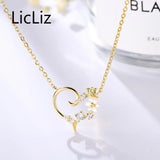 925 Silver Zircon Diamond Heart Pendant Necklace Flower Jewelry LN0400