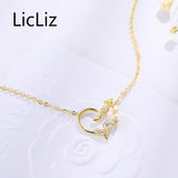 925 Silver Zircon Diamond Heart Pendant Necklace Flower Jewelry LN0400