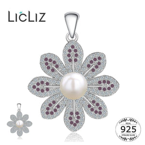 Freshwater Pearl Flower Pendant 925 Sterling Silver Necklace Charms