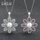 Freshwater Pearl Flower Pendant 925 Sterling Silver Necklace Charms