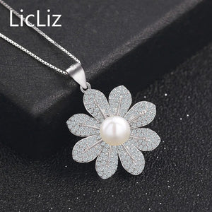 Freshwater Pearl Flower Pendant 925 Sterling Silver Necklace Charms