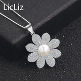 Freshwater Pearl Flower Pendant 925 Sterling Silver Necklace Charms