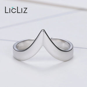 925 Silver Adjustable Open V Shape Ring Geometric Jewelry LR0313