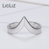 925 Silver Adjustable Open V Shape Ring Geometric Jewelry LR0313