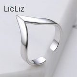 925 Silver Adjustable Open V Shape Ring Geometric Jewelry LR0313