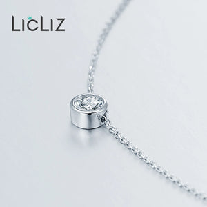 925 Sterling Silver CZ Crystal Pendant Necklace for Women Clear Zircon Jewelry