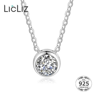925 Sterling Silver CZ Crystal Pendant Necklace for Women Clear Zircon Jewelry