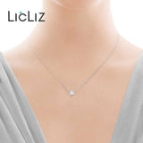 925 Sterling Silver CZ Crystal Pendant Necklace for Women Clear Zircon Jewelry