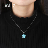 925 Silver Opal Daisy Flower Pendant Necklace for Women