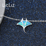 925 Silver Opal Shark Fish Pendant Necklace for Women LN0479