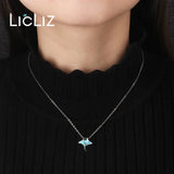 925 Silver Opal Shark Fish Pendant Necklace for Women LN0479