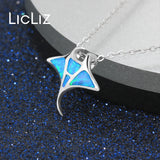 925 Silver Opal Shark Fish Pendant Necklace for Women LN0479