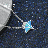 925 Silver Opal Shark Fish Pendant Necklace for Women LN0479