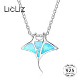 925 Silver Opal Shark Fish Pendant Necklace for Women LN0479
