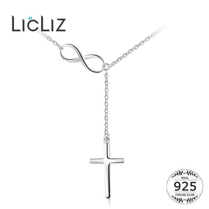 925 Silver Cross & Infinity Pendant Necklace Chain Jewelry Gift