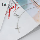 925 Silver Cross & Infinity Pendant Necklace Chain Jewelry Gift