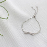 925 Silver Bowknot Bracelet for Women Link Chain CZ Crystal Jewelry