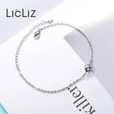 925 Silver Geometric Cubic Charm Bracelet for Women, Adjustable Chain Jewelry