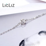 925 Silver Geometric Cubic Charm Bracelet for Women, Adjustable Chain Jewelry