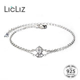 925 Silver Geometric Cubic Charm Bracelet for Women, Adjustable Chain Jewelry