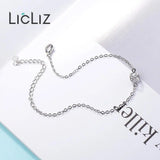 925 Silver Geometric Cubic Charm Bracelet for Women, Adjustable Chain Jewelry