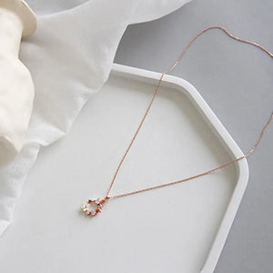 925 Silver Flower Wreath CZ Crystal Pendant Necklaces Women