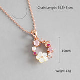 925 Silver Flower Wreath CZ Crystal Pendant Necklaces Women