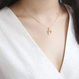 925 Silver Flower Wreath CZ Crystal Pendant Necklaces Women
