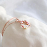 925 Silver Flower Wreath CZ Crystal Pendant Necklaces Women