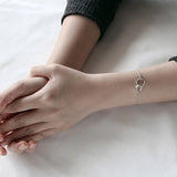 925 Silver Double Round Loop Chain Bracelet Adjustable Link Jewelry