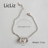 925 Silver Double Round Loop Chain Bracelet Adjustable Link Jewelry