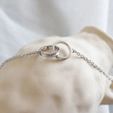 925 Silver Double Round Loop Chain Bracelet Adjustable Link Jewelry