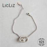 925 Silver Double Round Loop Chain Bracelet Adjustable Link Jewelry