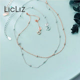 925 Silver Rose Link Chain Choker Necklace LN0452