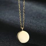 925 Sterling Silver Round Pendant Necklace Long Chain Jewelry LN0458