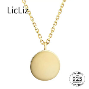 925 Sterling Silver Round Pendant Necklace Long Chain Jewelry LN0458