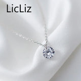 925 Sterling Silver Small CZ Crystal Pendant Necklace for Women