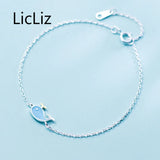 Sterling Silver Whale Chain Bracelet for Women Adjustable Link Chain Jewelry