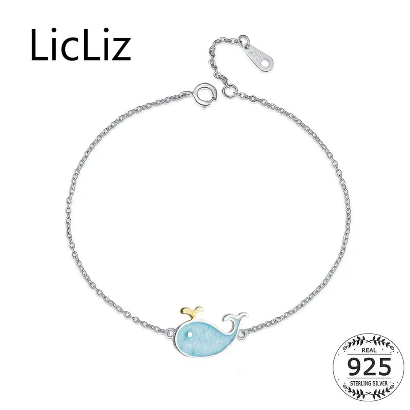 Sterling Silver Whale Chain Bracelet for Women Adjustable Link Chain Jewelry