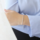 925 Silver Zircon Bracelet Women CZ Crystal Adjustable Snake Chain