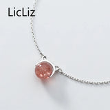 925 Sterling Silver Cat Ear Bracelet with Pink Strawberry Quartz