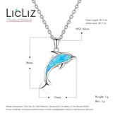 925 Silver Opal Dolphin Pendant Necklace for Women Chain 925 Silver Jewelry
