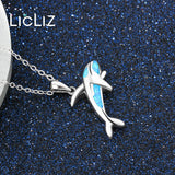 925 Silver Opal Shark Pendant Necklace for Women LN0484